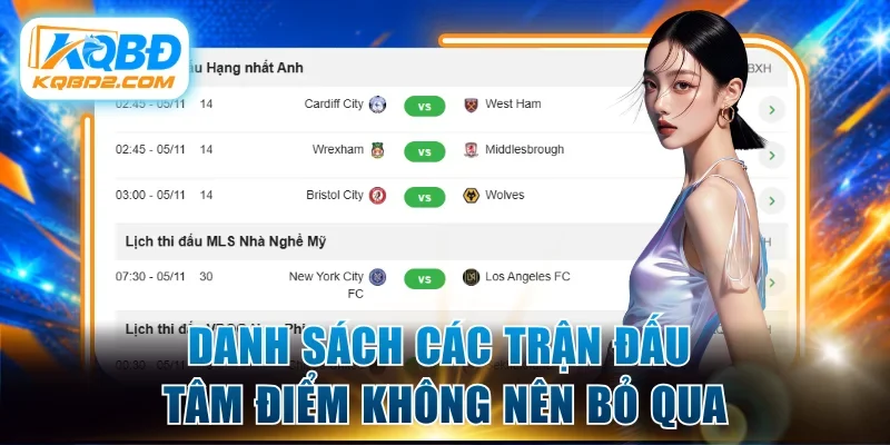 Danh sách các trận đấu tâm điểm không nên bỏ qua