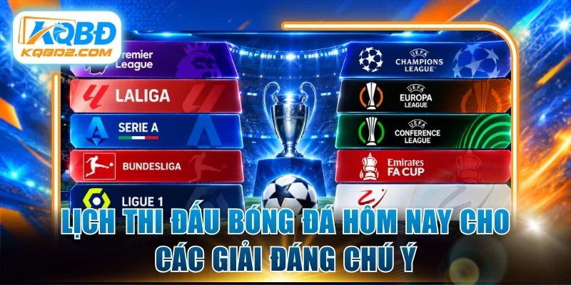 Lịch thi đấu bóng đá hôm nay cho các giải đáng chú ý